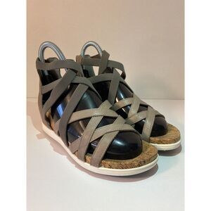 Eileen‎ Fisher Verge Sandal Women Size 5 Gladiator Strappy Wedge Cork Leathers